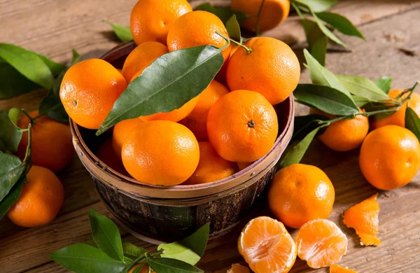 Vista Perto Das Tangerinas Recém Colhidas — Fotografia de Stock