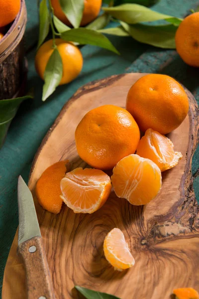 Vista Perto Das Tangerinas Recém Colhidas — Fotografia de Stock