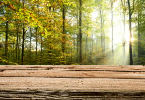 Empty Wooden Table Display Montages — Stock Photo, Image