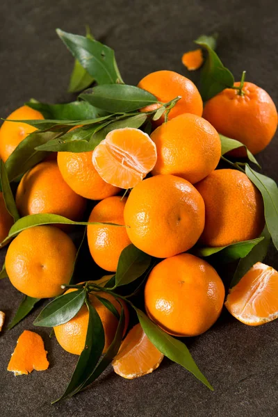 Vista Cerca Mandarinas Recién Recogidas — Foto de Stock