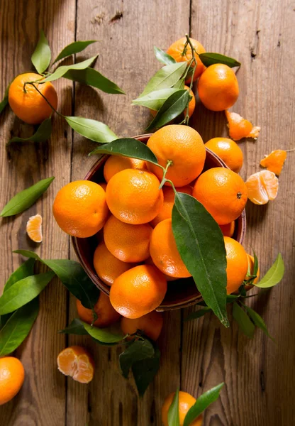 Vista Perto Das Tangerinas Recém Colhidas — Fotografia de Stock