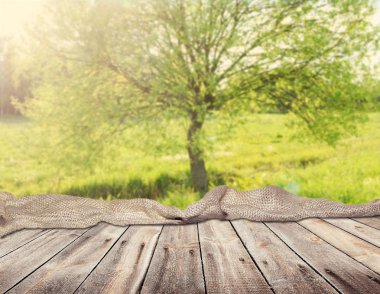 Görüntü montages boş ahşap tablo