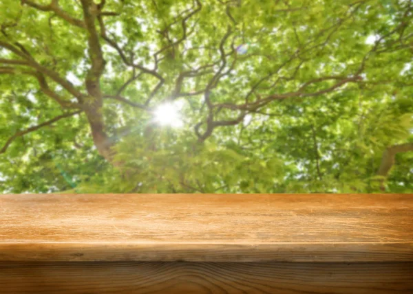 Mesa Madera Vacía Para Montajes Exhibición — Foto de Stock