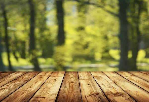 Mesa Madera Vacía Para Montajes Exhibición — Foto de Stock