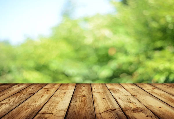 Mesa Madera Vacía Para Montajes Exhibición — Foto de Stock