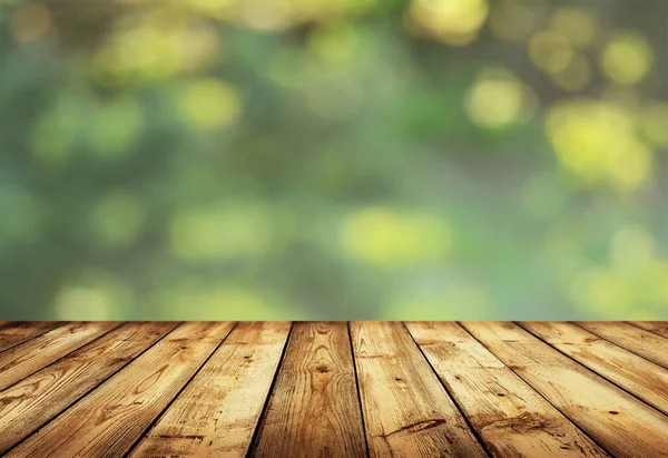 Prázdné Dřevěný Stůl Pro Zobrazení Fotomontáže — Stock fotografie