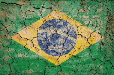 Brezilya bayrağı boyalı doku kırık dünya