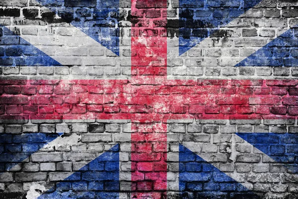 Grunge Bandera Del Reino Unido Sobre Fondo Pared Ladrillo —  Fotos de Stock