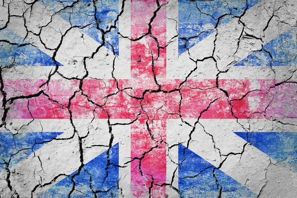 Britse Vlag Geschilderd Gebarsten Aarde Textuur — Stockfoto