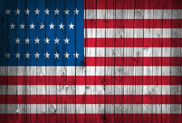 Usa Vlag Geschilderd Houten Achtergrond — Stockfoto