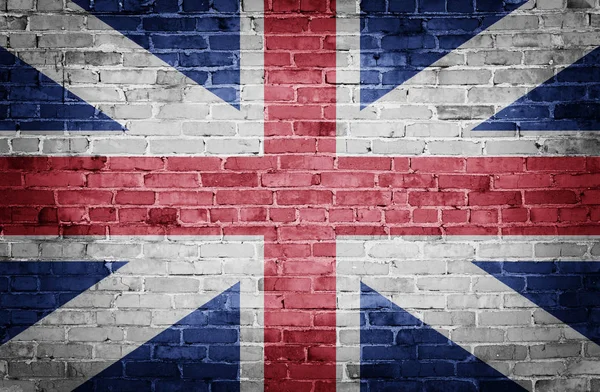 レンガ壁の背景にイギリス国旗 — ストック写真