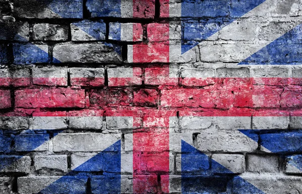 Гранж Флаг Великобритании Фоне Кирпичной Стены — стоковое фото