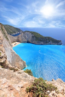 Yunanistan 'ın Zakynthos Adası' ndaki Navagio Plajı