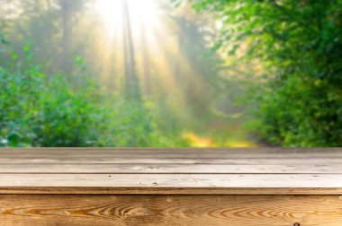 Doğal arka plan ile boş ahşap masa