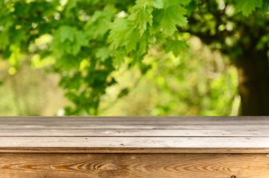 Doğal arka plan ile boş ahşap masa