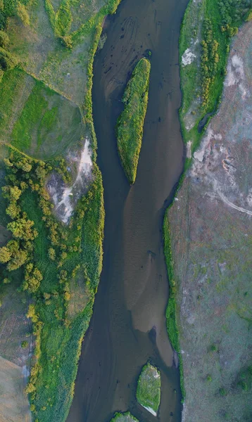 Aerial View Beautiful Summer Landscape River — Stock Photo, Image