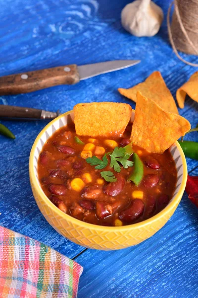Köstliche Chili Con Carne Schüssel — Stockfoto