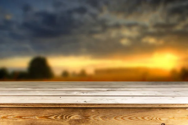 Table Bois Vide Avec Fond Naturel — Photo