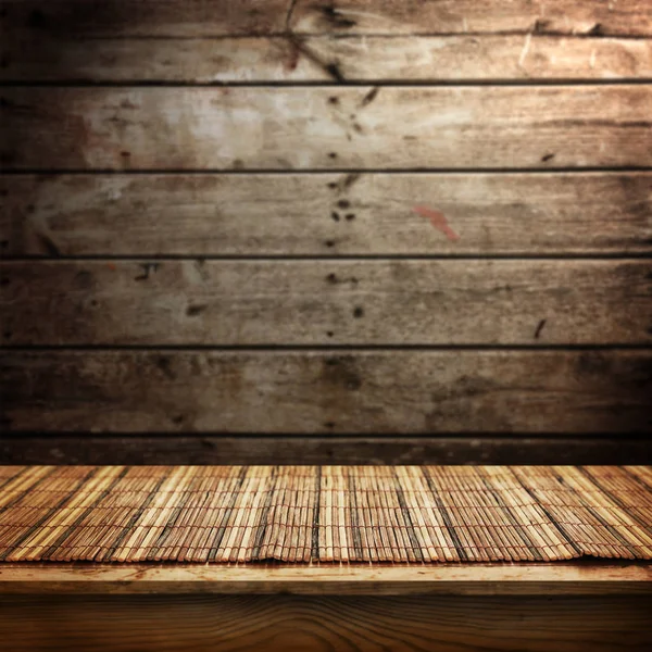 Empty wooden table for display montages