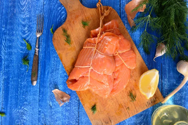 Vista Cerca Del Lomo Salmón Ahumado — Foto de Stock