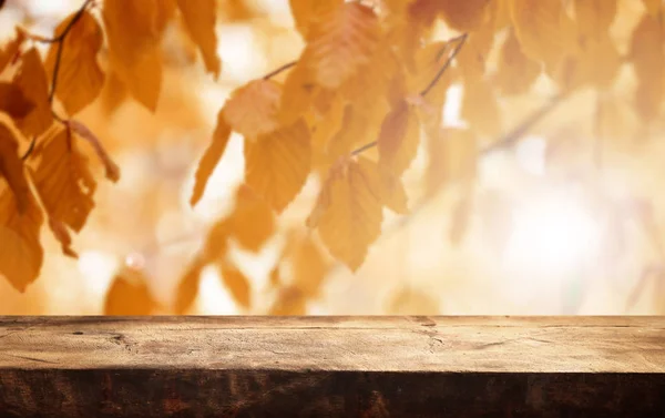 Mesa Madera Vacía Con Fondo Natural — Foto de Stock