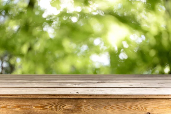 Mesa Madera Vacía Con Fondo Natural — Foto de Stock