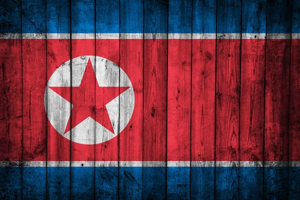 Bandera Corea Del Norte Sobre Tabla Madera Fondo — Foto de Stock