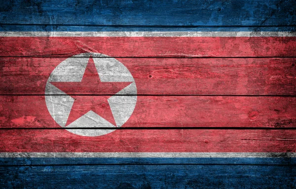 Bandeira Coreia Norte Pranchas Madeira Fundo — Fotografia de Stock