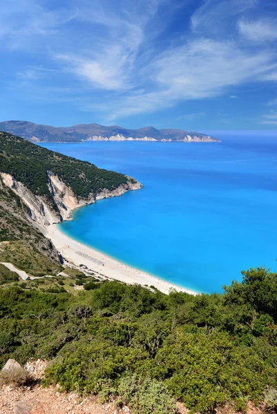 Piękna Plaża Myrtos Kefalonia Grecja — Zdjęcie stockowe