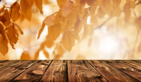 Empty Wooden Table Natural Background — Stock Photo, Image