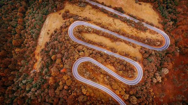 Bela Paisagem Aérea Com Estrada Curvas — Fotografia de Stock