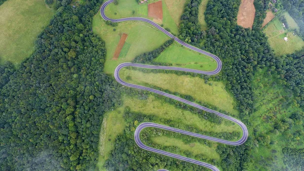 Aerial View Curvy Road Seen Air — Stock Photo, Image