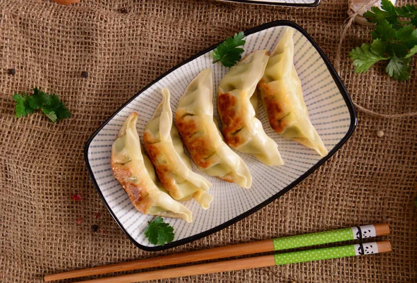 Nahsicht Auf Köstliche Gyoza Knödel — Stockfoto