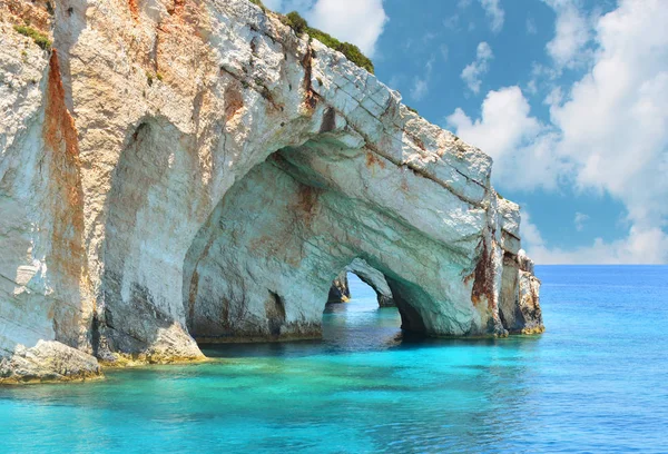 Krásná Modrá Jeskyně Ostrově Zakynthos Řecko — Stock fotografie