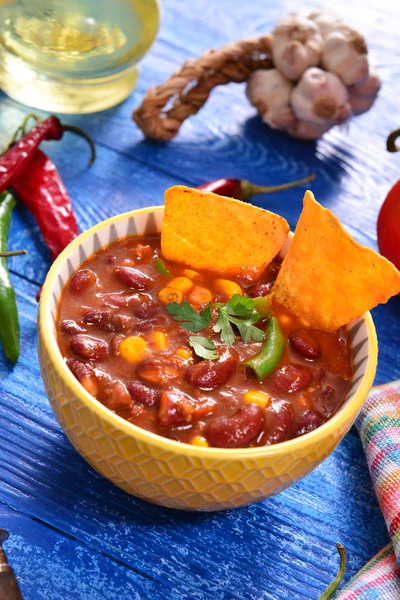 Köstliche Chili Con Carne Schüssel — Stockfoto