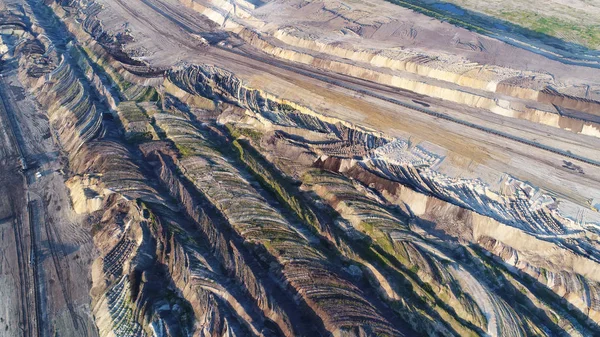 Struktur Geologi Pada Tambang Batu Bara Terbuka Pemandangan Udara — Stok Foto