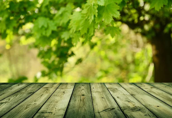 Lege Houten Tafel Voor Montages Van Vertoning — Stockfoto