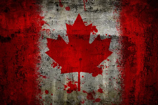 加拿大国旗涂在旧生锈的金属背景上 — 图库照片
