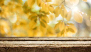 Doğal arka plan ile boş ahşap masa