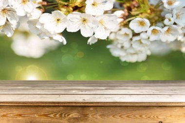 Doğal arka plan ile boş ahşap masa