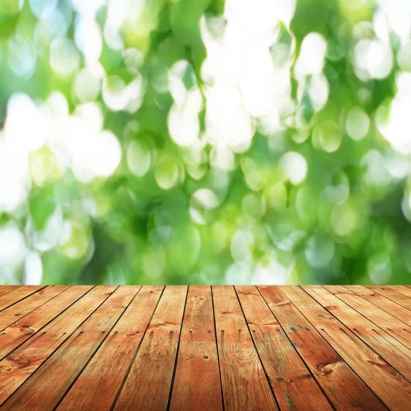 Table Bois Vide Avec Fond Naturel Flou — Photo