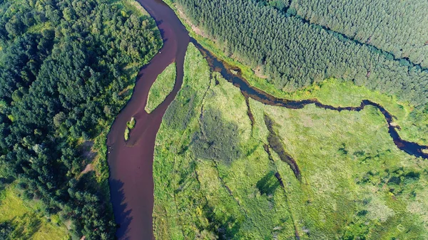 Beautiful Aerial Landscape Natural River — Stock Photo, Image