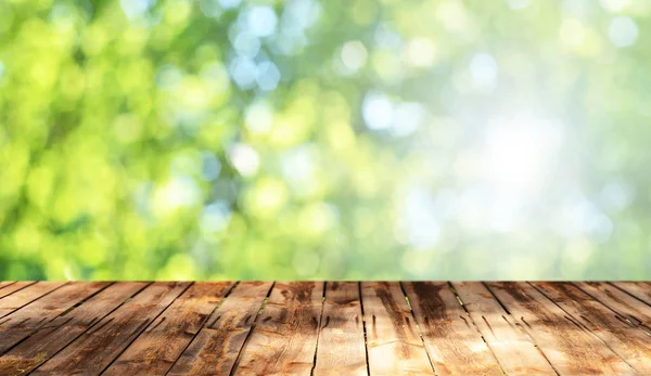 Mesa Madera Vacía Con Fondo Natural — Foto de Stock