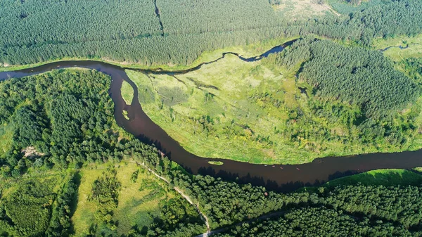 Красивий Повітряний Пейзаж Природною Річкою — стокове фото