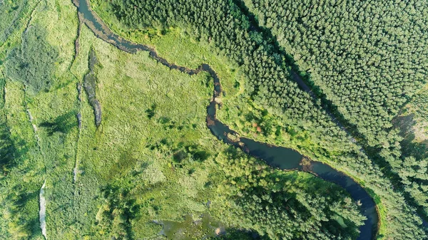 Hermoso Paisaje Aéreo Con Río Natural —  Fotos de Stock