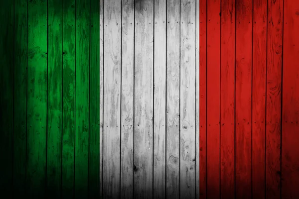 Bandeira Italiana Pintada Cerca Madeira — Fotografia de Stock