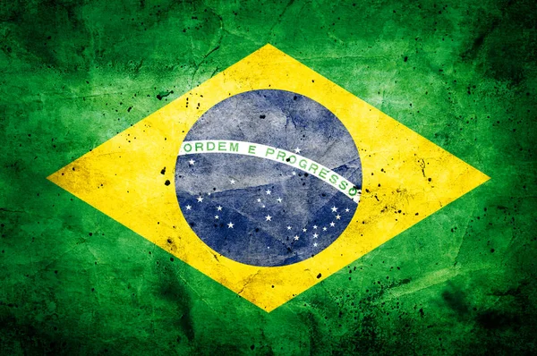 Mörk Grunge Brasilien Flagga Bakrund — Stockfoto
