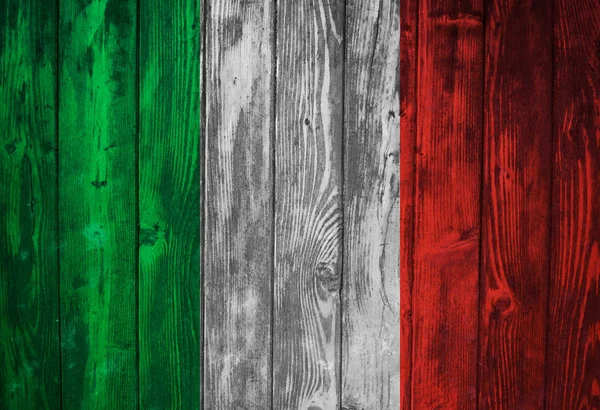 Bandeira Italiana Pintada Cerca Madeira — Fotografia de Stock