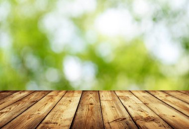 Görüntü montages boş ahşap tablo