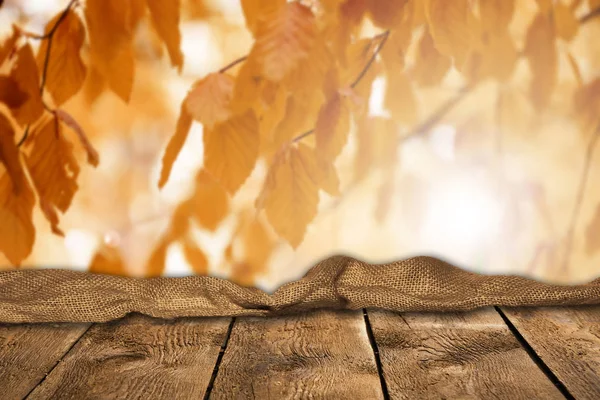 Mesa Madera Vacía Con Fondo Natural — Foto de Stock